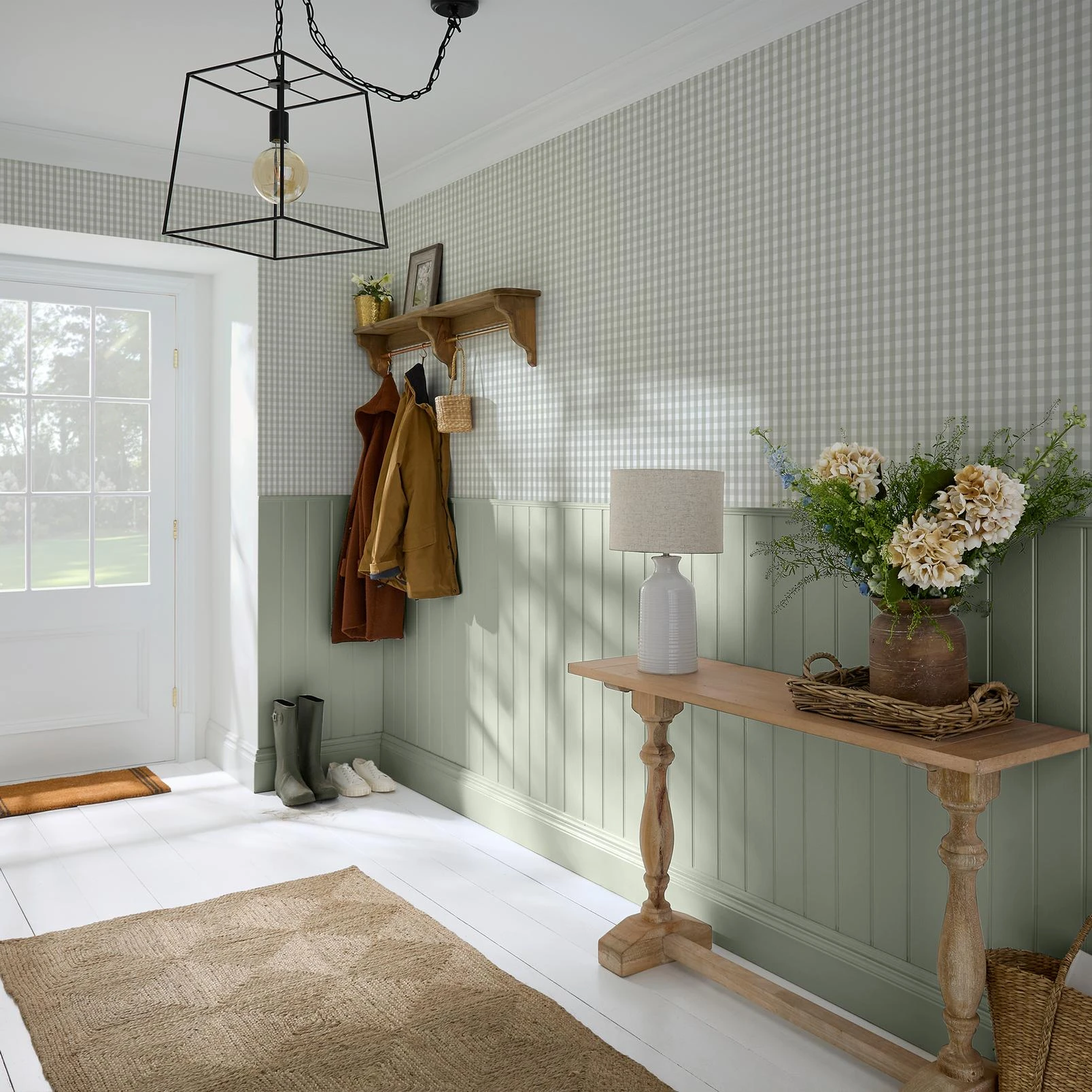 Hattie Gingham Sage Wallpaper - 145476_ROOMSET_HATTIE_GINGHAM_SAGE_01.jpg