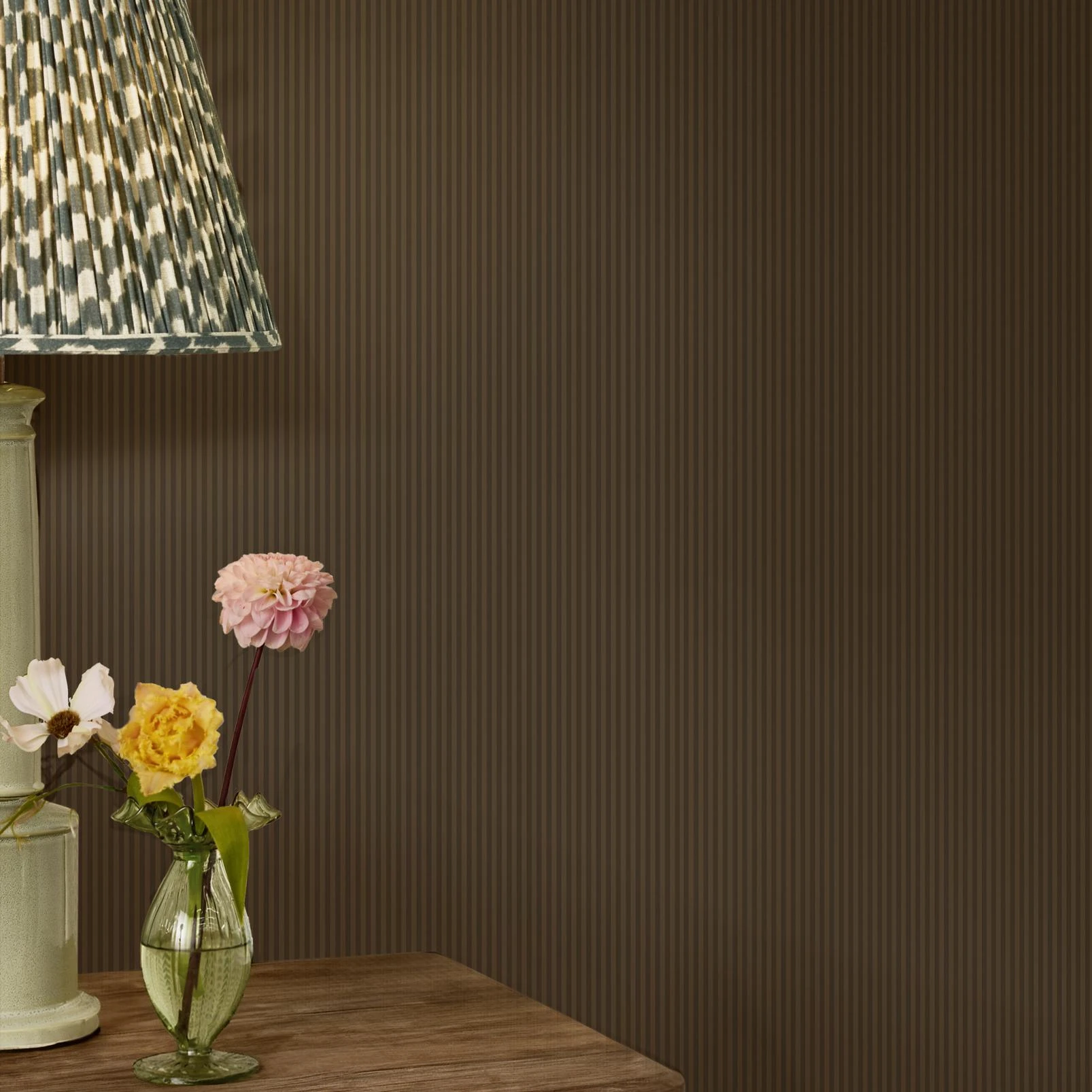 Next Mocha Ticking Stripe Wallpaper - 146880_ROOMSET_MOCHA TICKING STRIPE_06.jpg