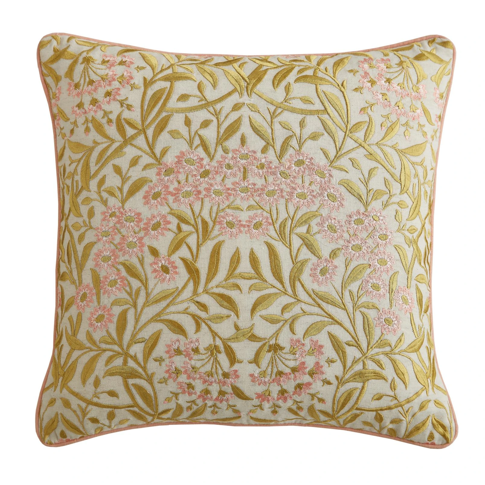 William Morris Michaelmas Daisy Brick Pink Gold Cushion - WMMICH0141_MAINTILE_MICHAELMAS_DAISY_BRICK_PINK_GOLD_CUSHION_01.jpg