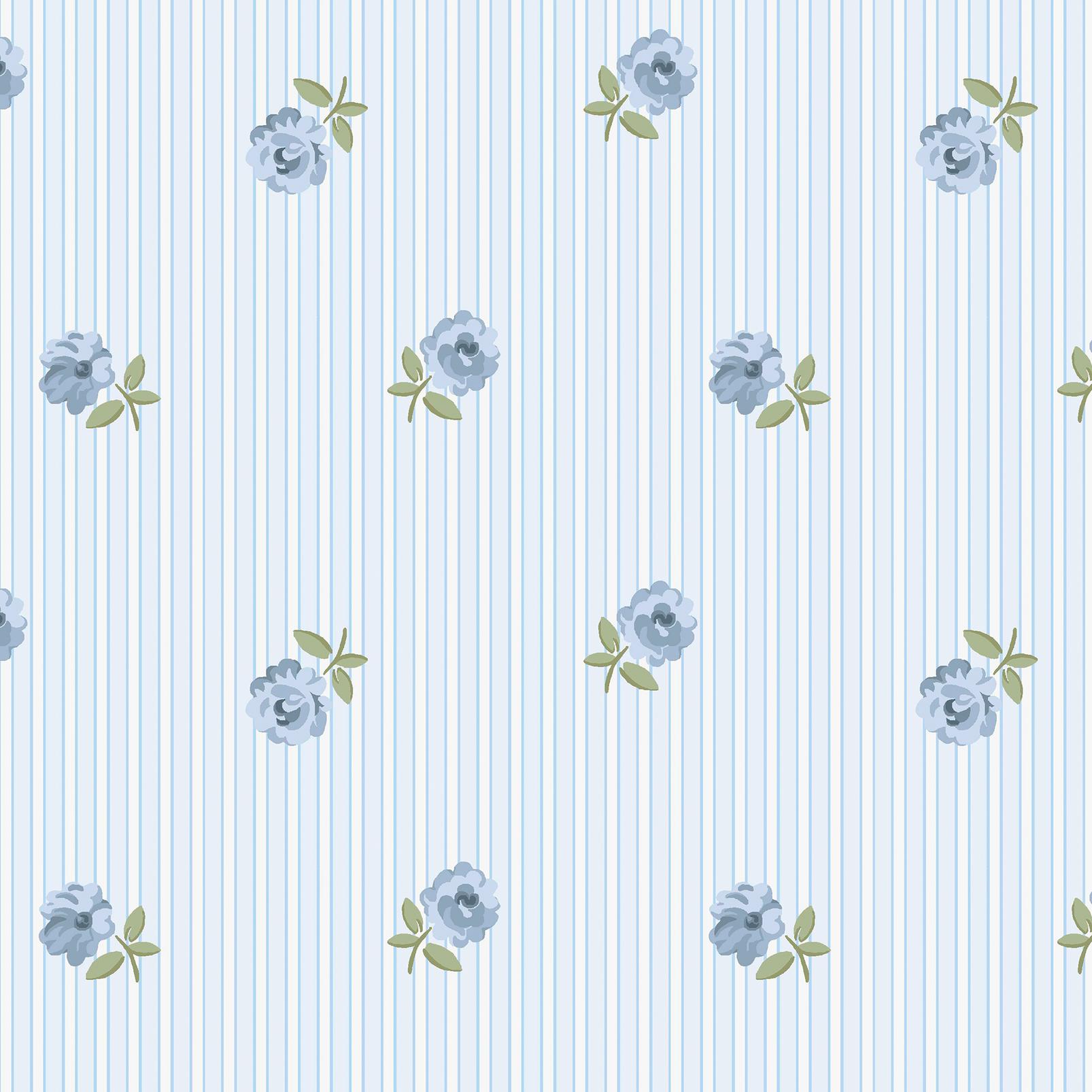 Cath Kidston Rose Spaced Stripe Blue Wallpaper - 149134_TILE_ROSE SPACED STRIPE BLUE_01.jpg