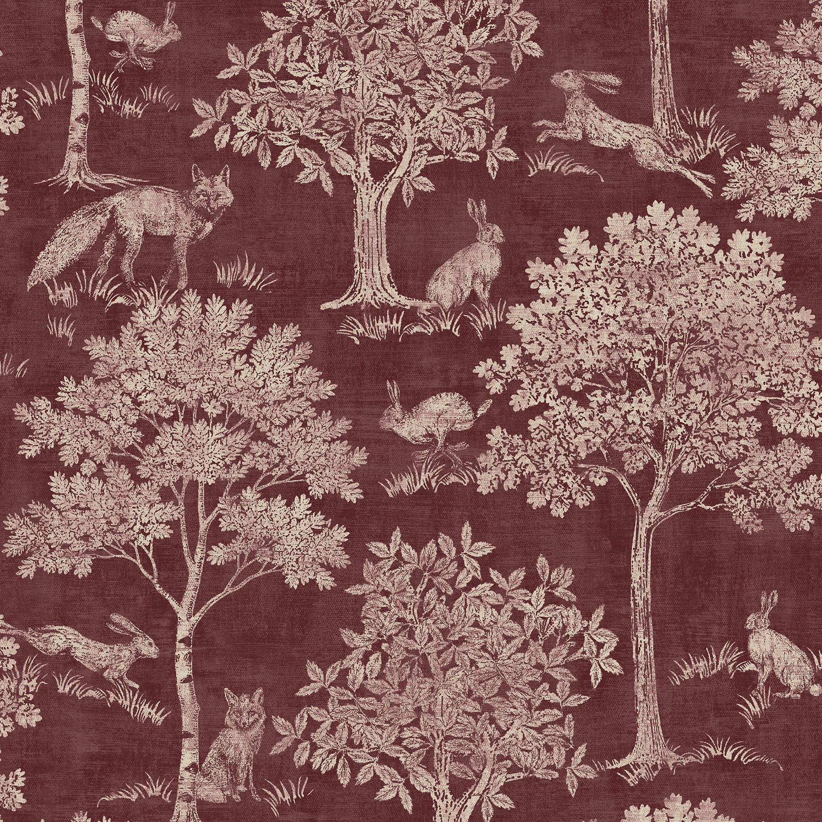 Joules Fox & Hare Red Wallpaper - 149579_TILE_FOX & HARE RED_01.jpg