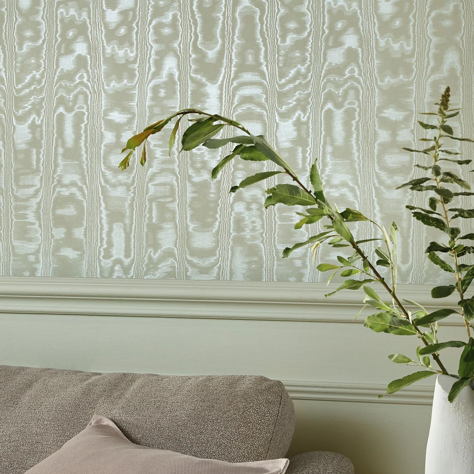 Moire Texture Sage Wallpaper - 149595_ROOMSET_MOIRE_TEXTURE_SAGE_04.jpg