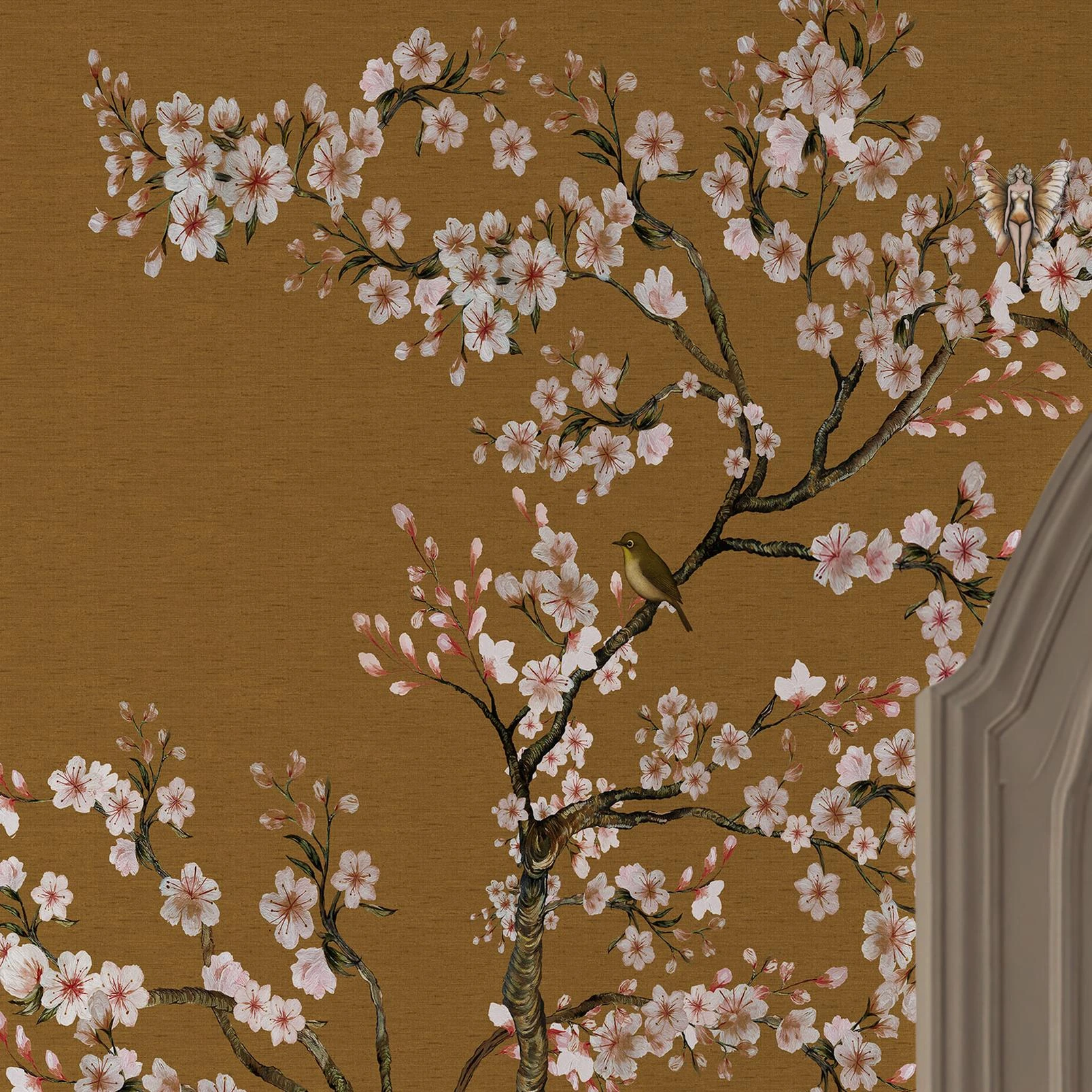 Rockett St George Blossom Mischief Antique Gold Bespoke Mural - 150156_ROOMSET_BLOSSOM MISCHIEF ANTIQUE GOLD_05.jpg