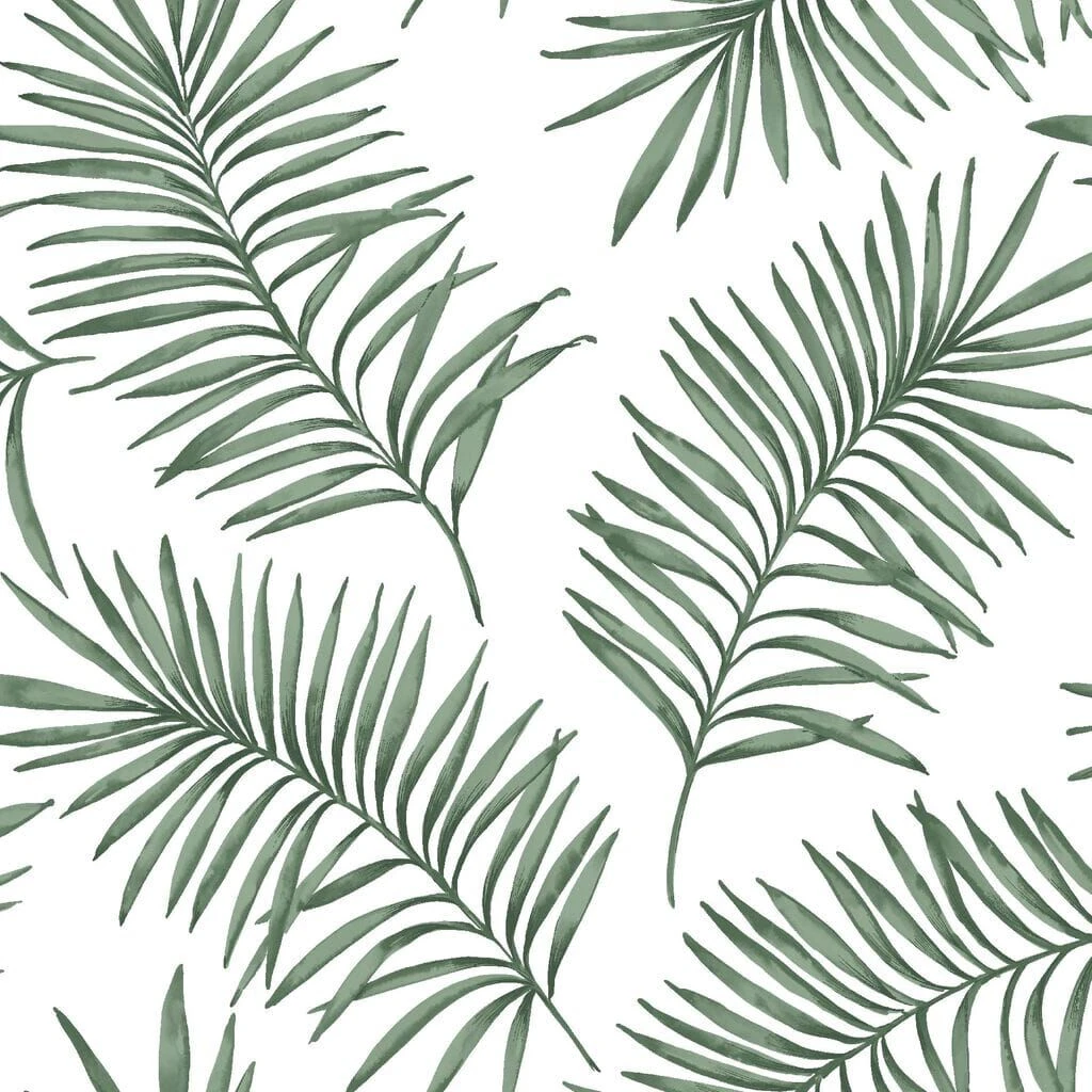 Scandi Leaf White & Green Forest Wallpaper