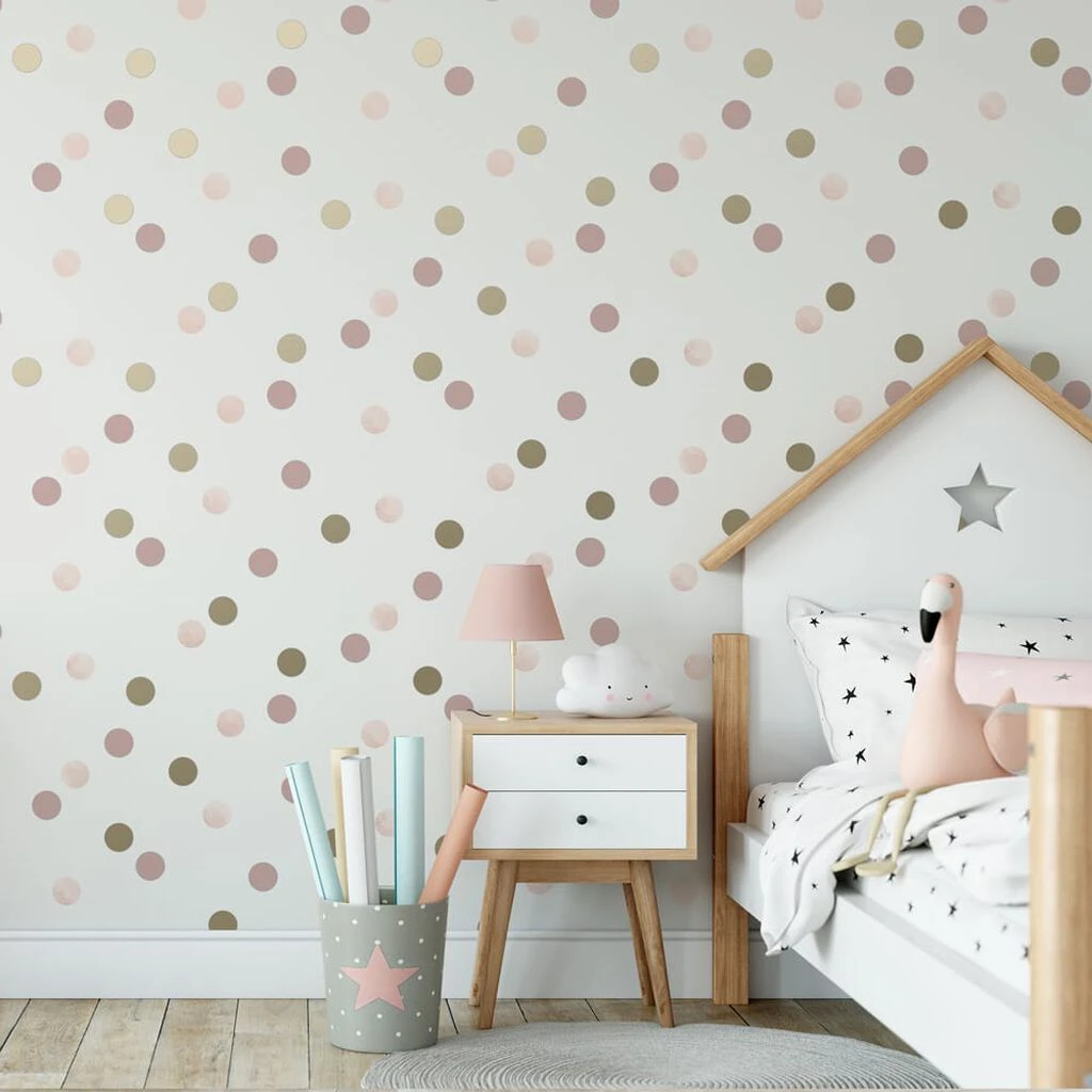 dotty polka pink & gold wallpaper