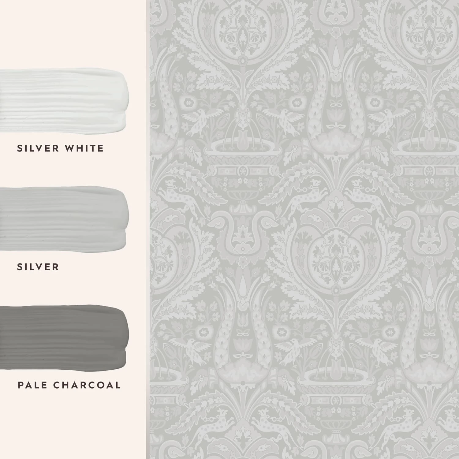 Laura Ashley Heraldic Damask Slate Grey Wallpaper
