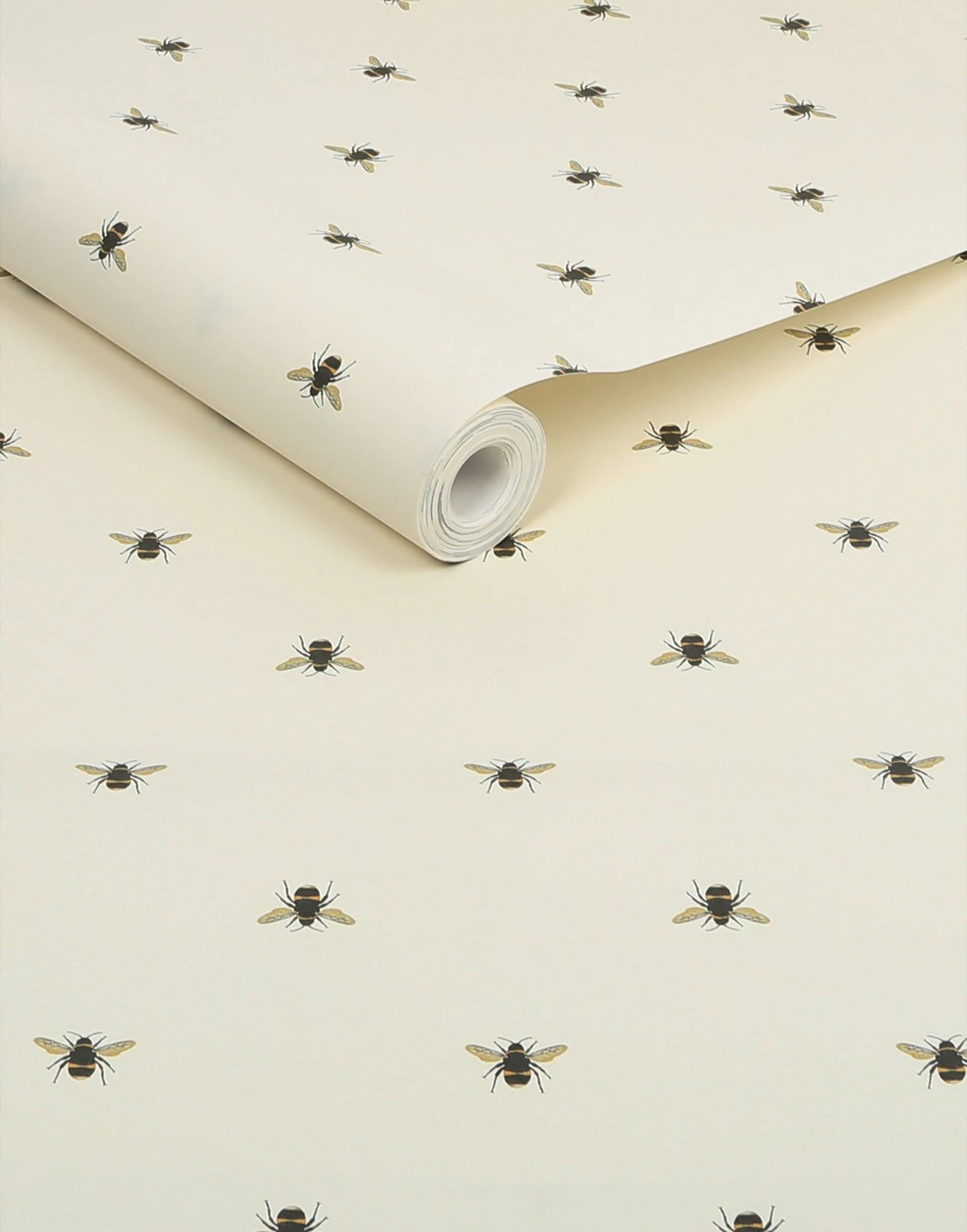 Joules Botanical Bee Creme Wallpaper - 118544_ROLLSHOT_01.jpg