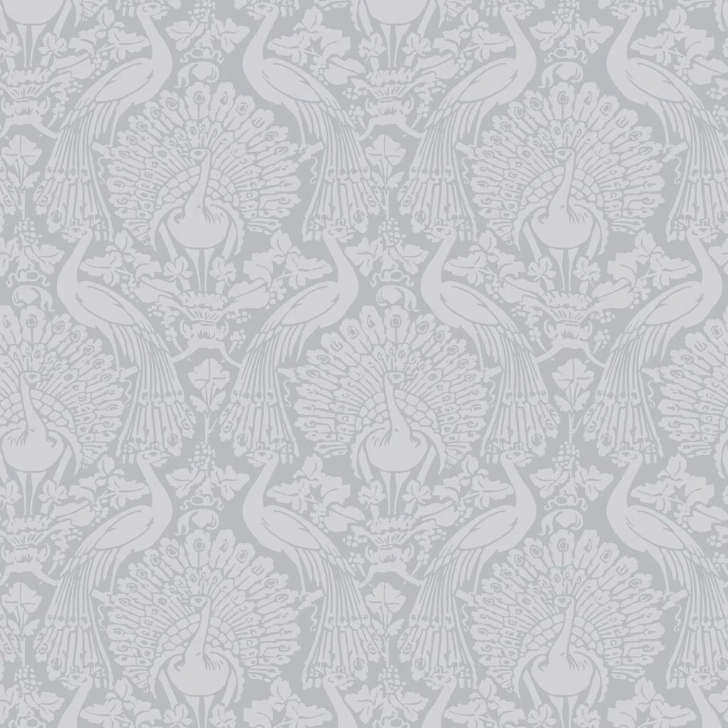 laura ashley peacock damask pale slate wallpaper