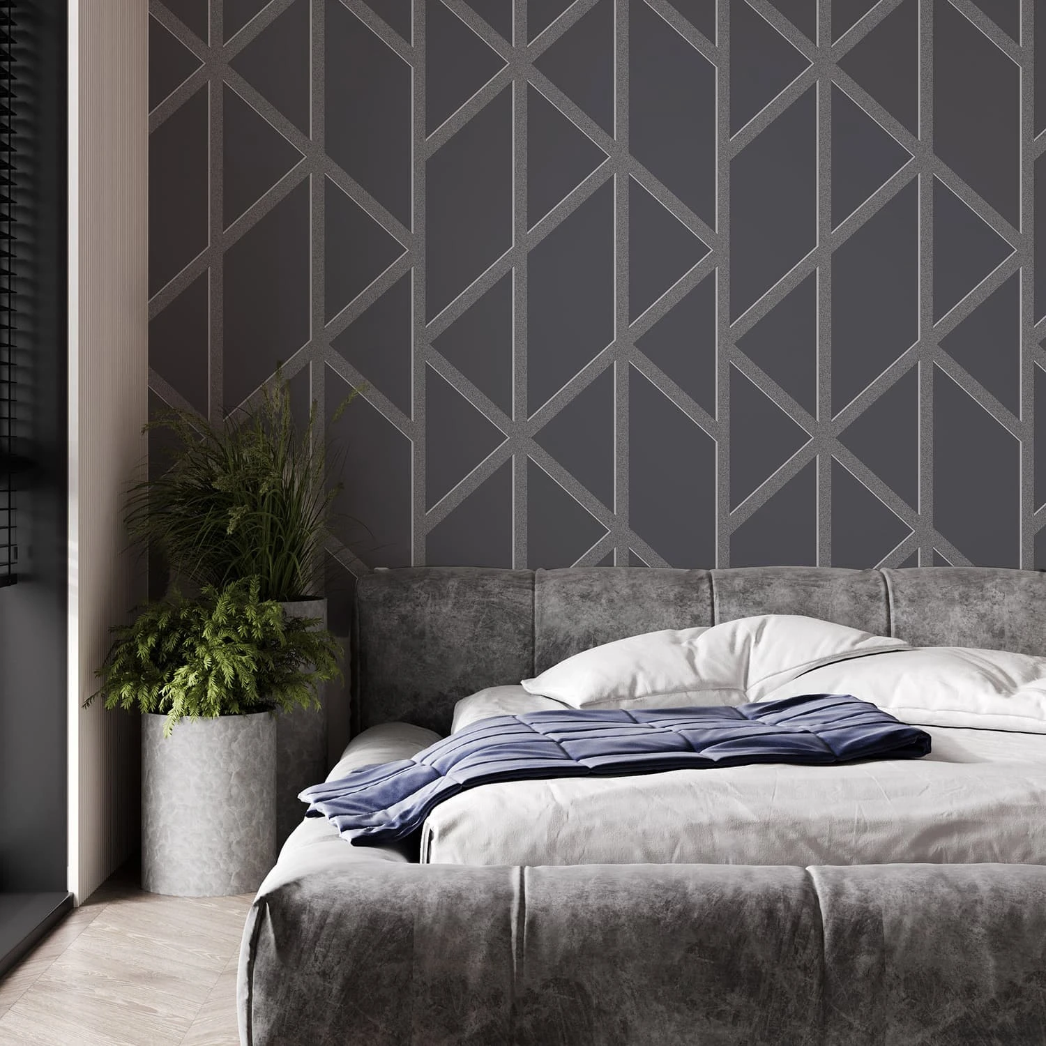 Panel Glitter Geo Charcoal Wallpaper