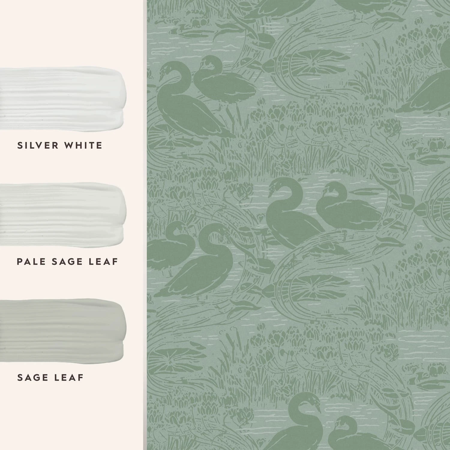 Laura Ashley Swans Jade Green Wallpaper