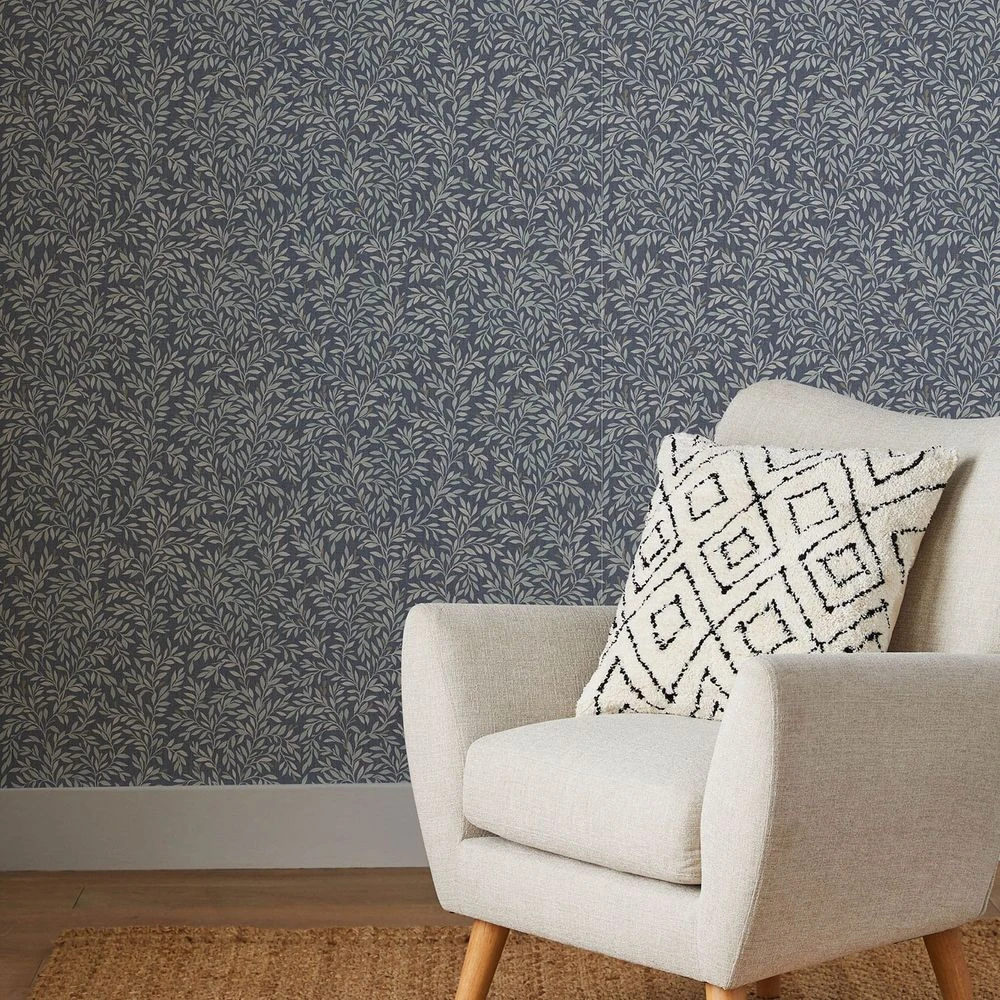 Next Ditsy Leaf Navy Wallpaper