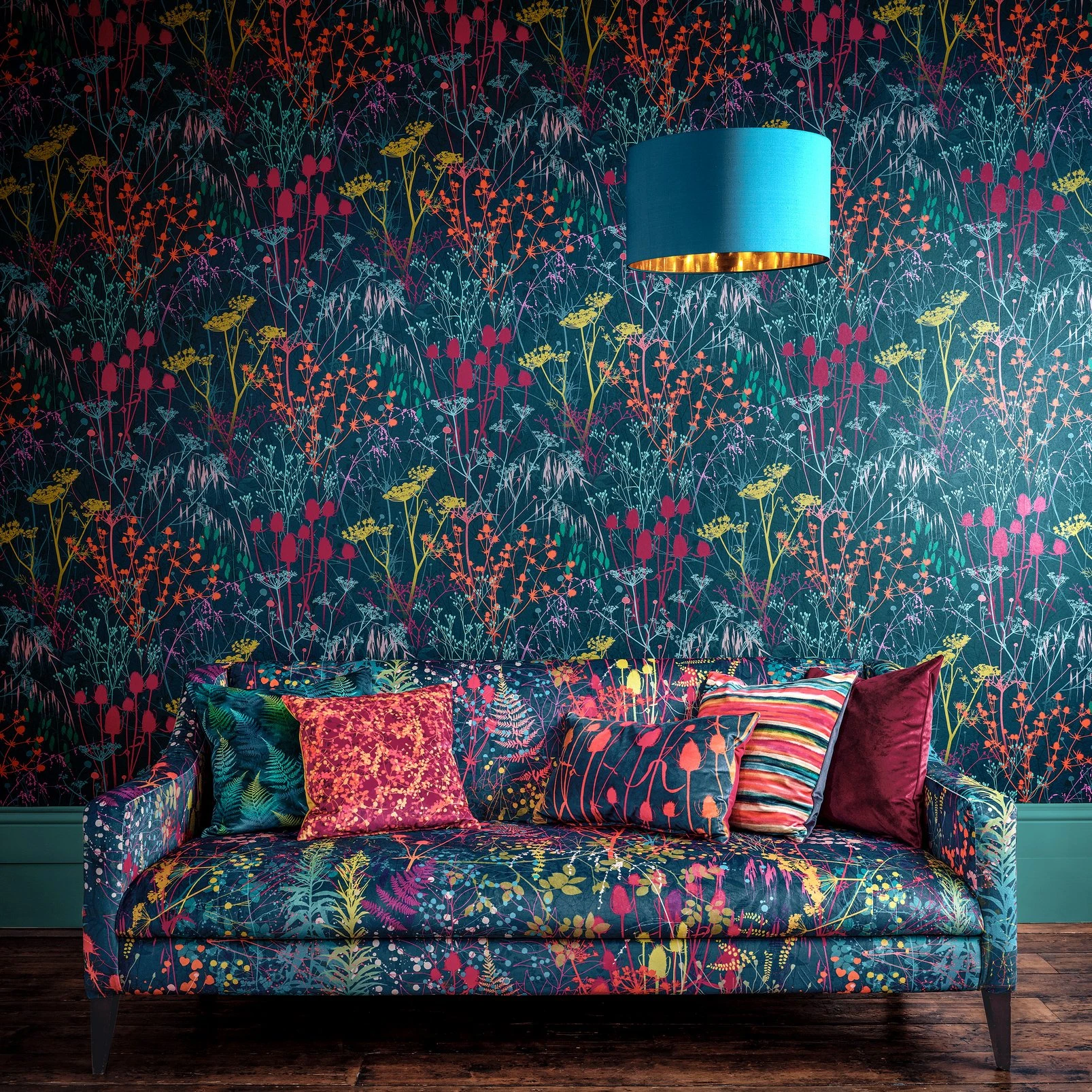 Summer Border Rainbow Wallpaper by Clarissa Hulse - 120395_ROOMSET_01.jpg