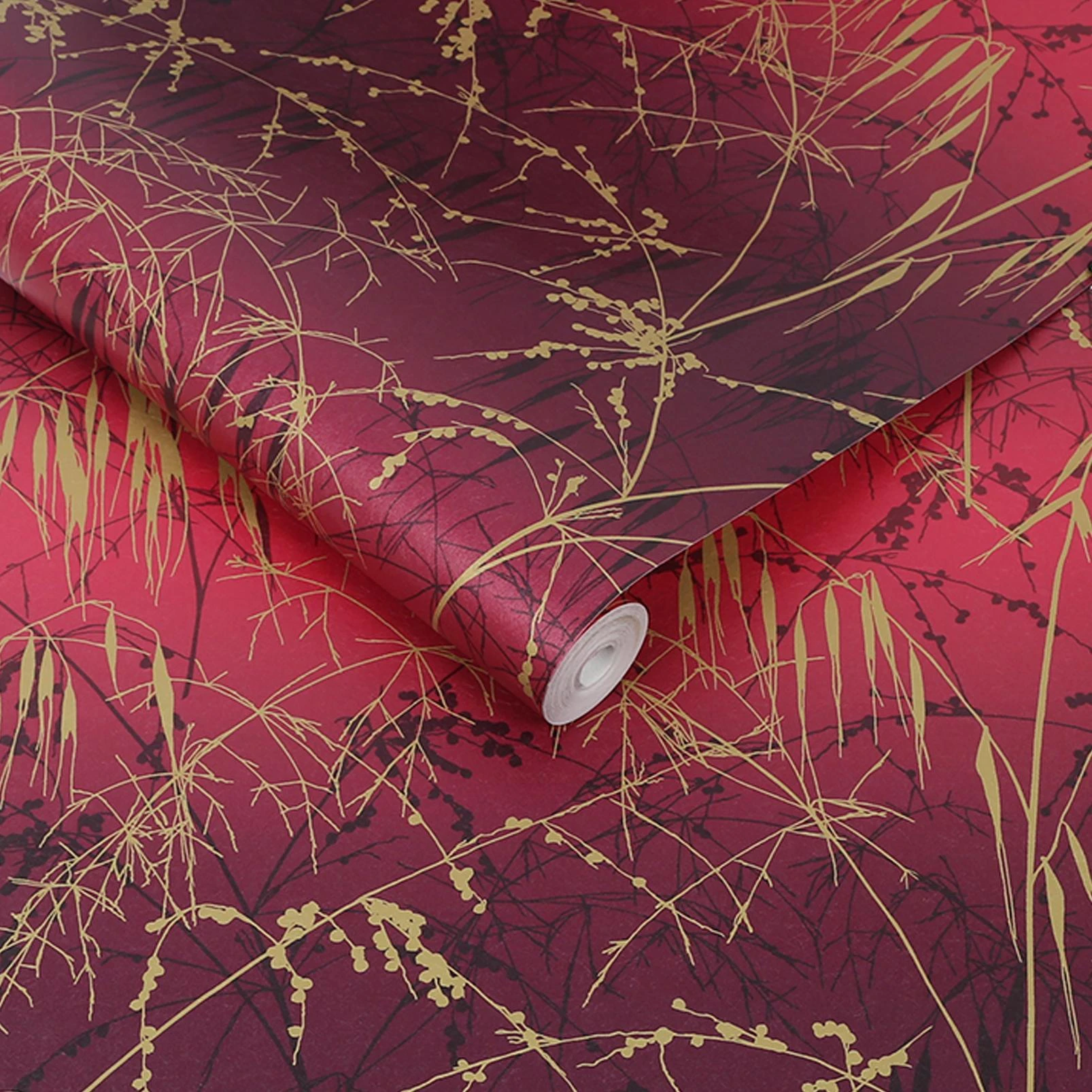Meadow Grass Damson & Soft Gold Wallpaper by Clarissa Hulse - 120396_ROLLSHOT_01.jpg