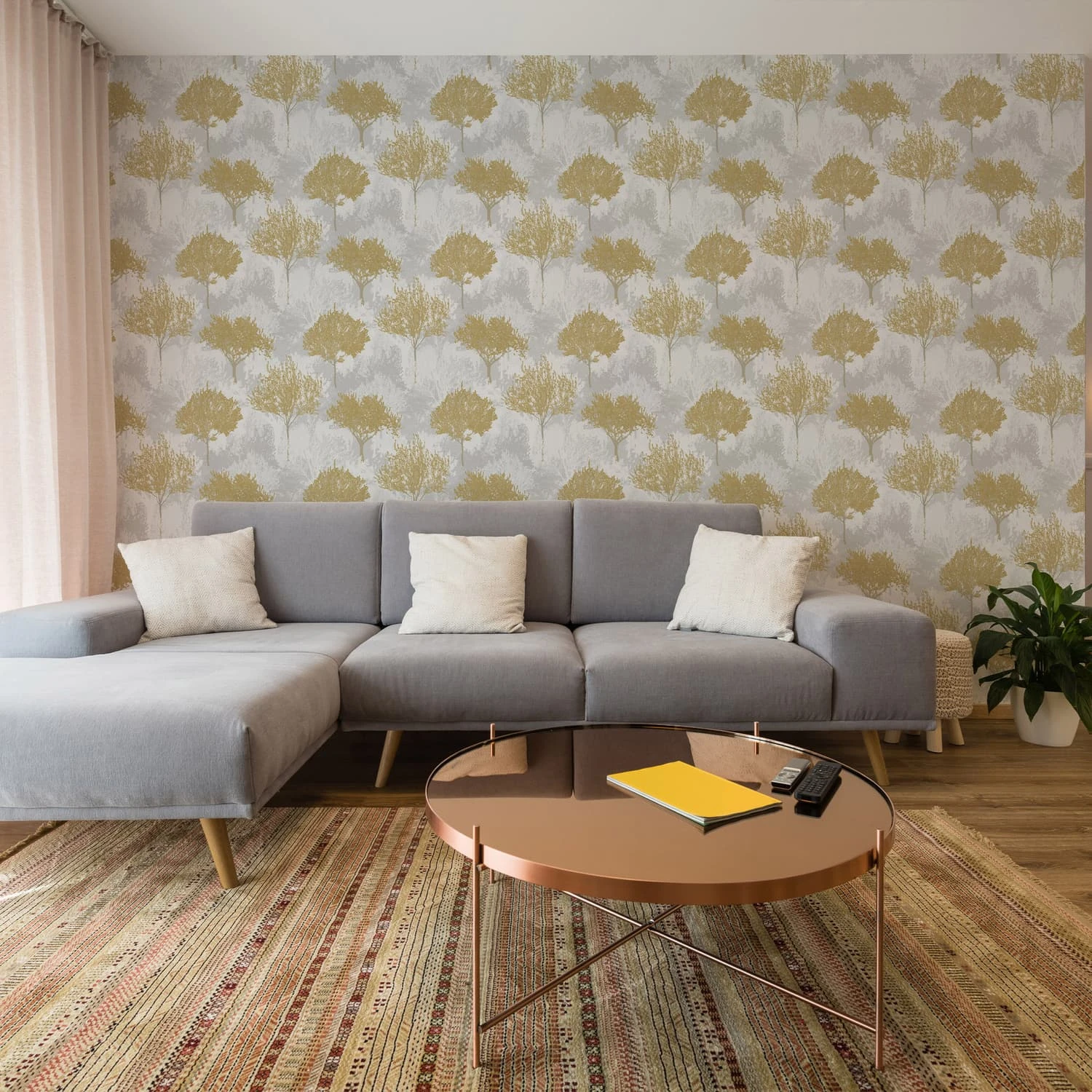 Birch Mustard Wallpaper