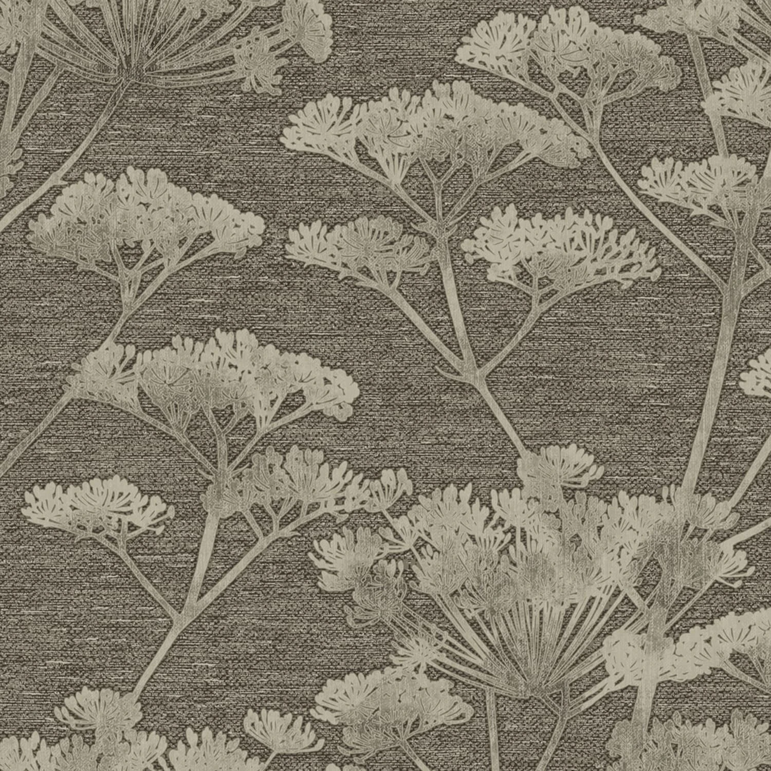 Serene Seedhead Taupe And Gold Wallpaper