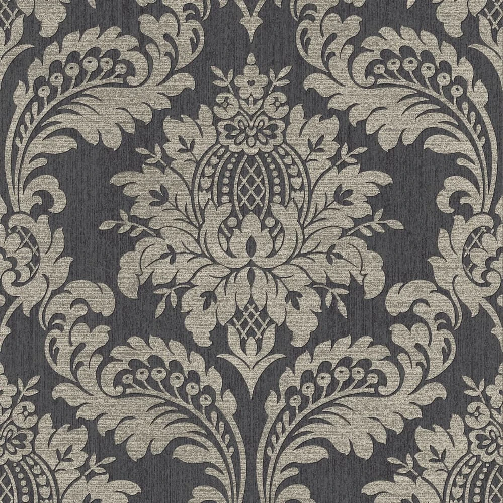 Archive Damask Black And Gold Wallpaper