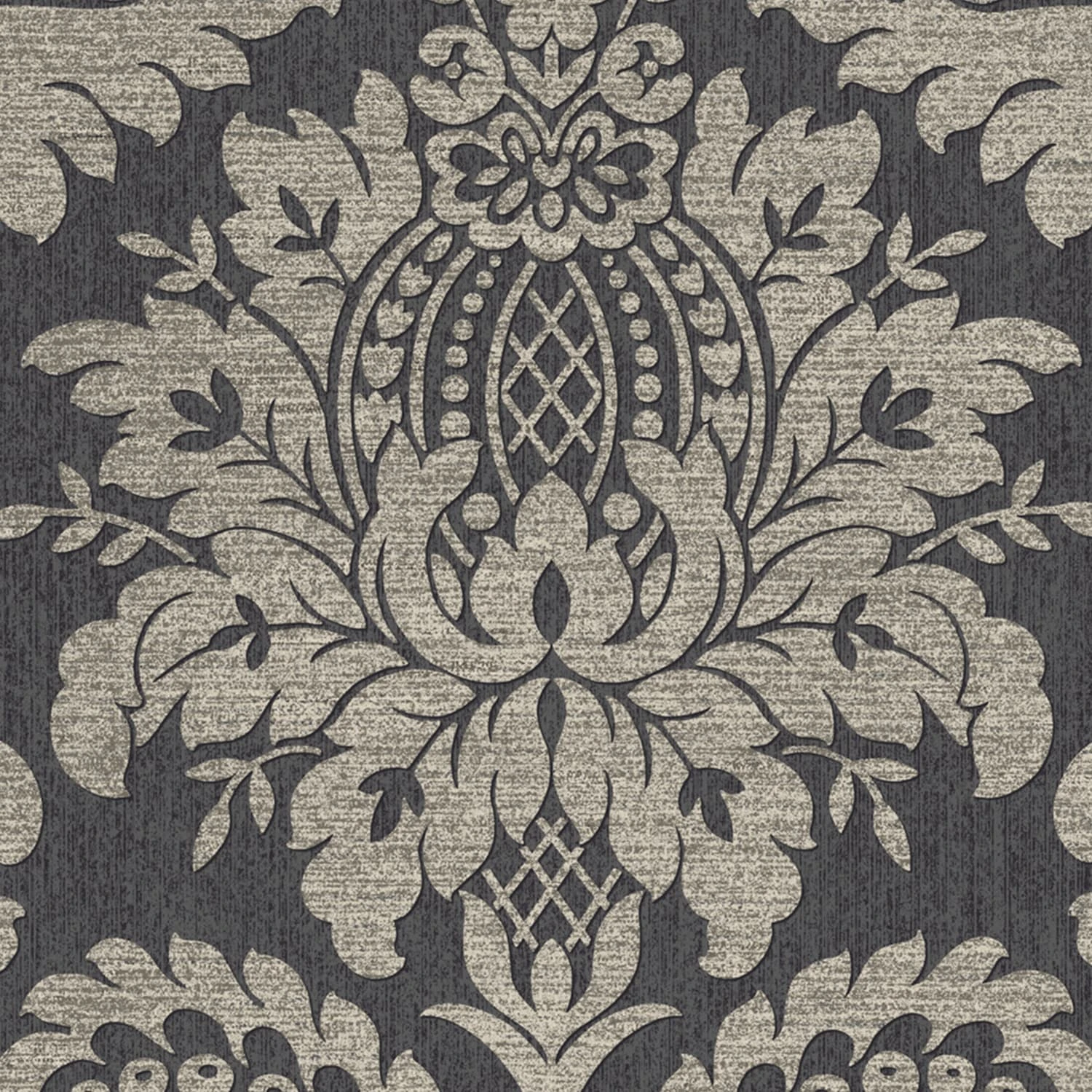 Archive Damask Black And Gold Wallpaper