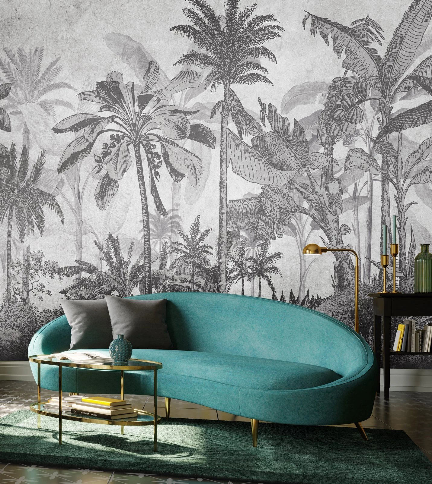 Vintage Jungle Grey Bespoke Mural - 117773_ROOMSET_01.jpg