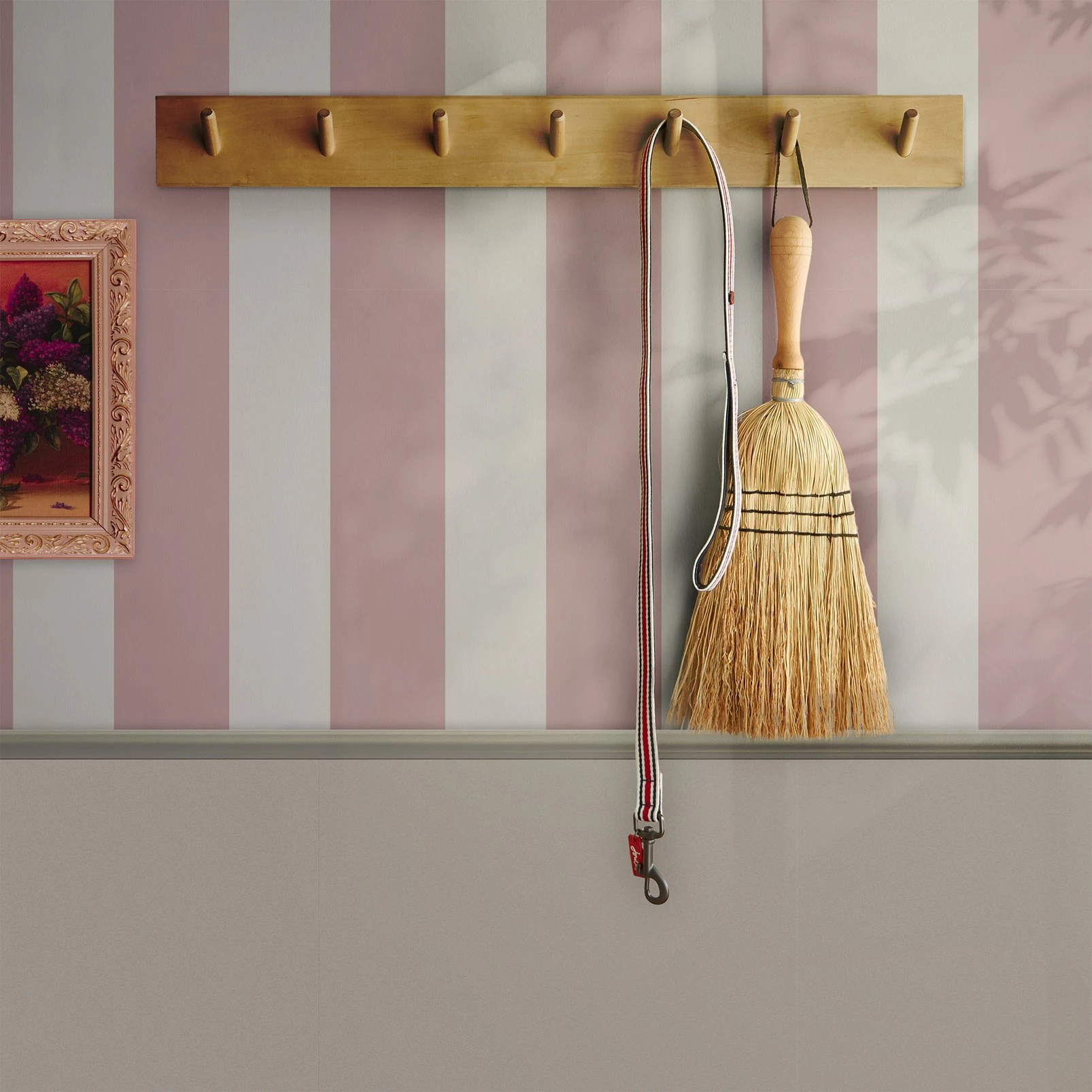 Joules Harborough Stripe Pink Wallpaper - 120890_ROOMSET_01.jpg